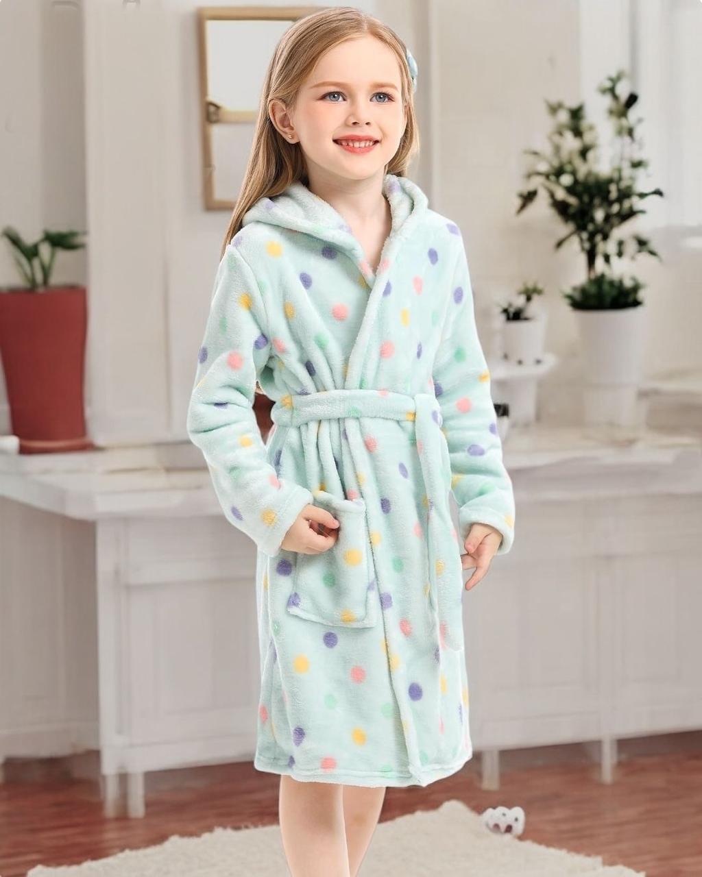Aqua Dotted Kids Robe