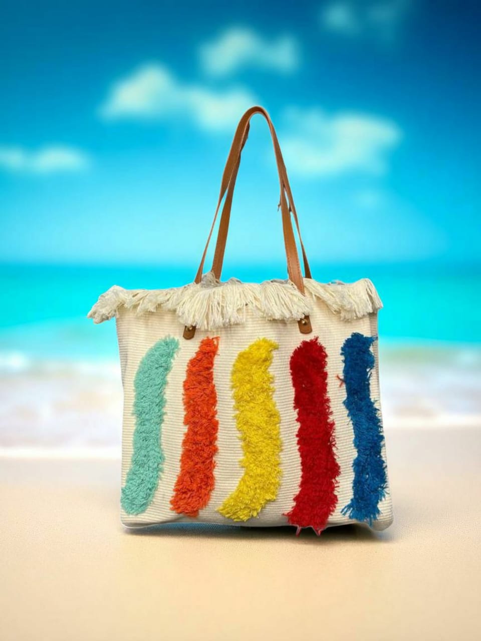 Colorful lines beach bag