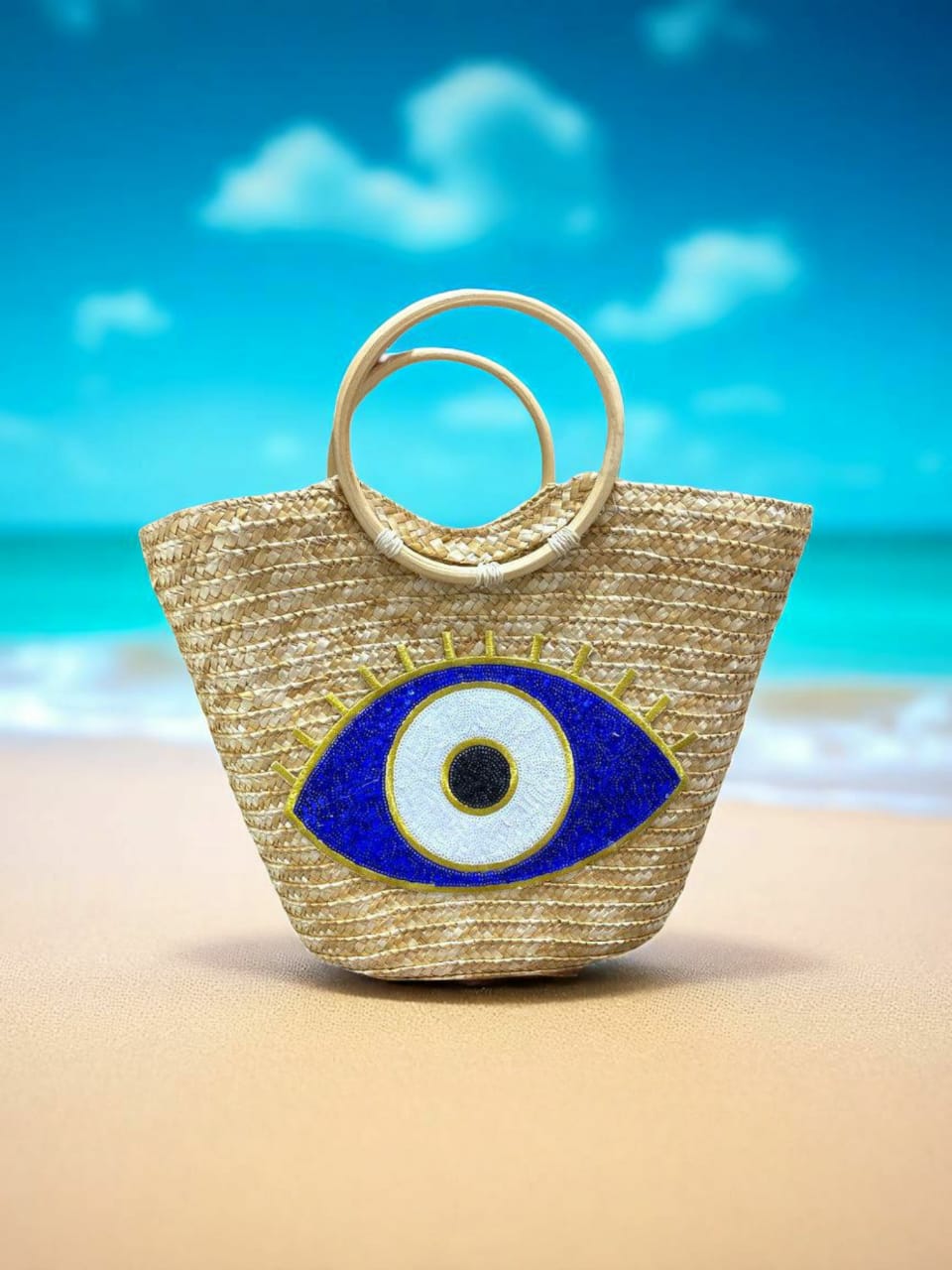 Straw Eye Design Beach Bag 2