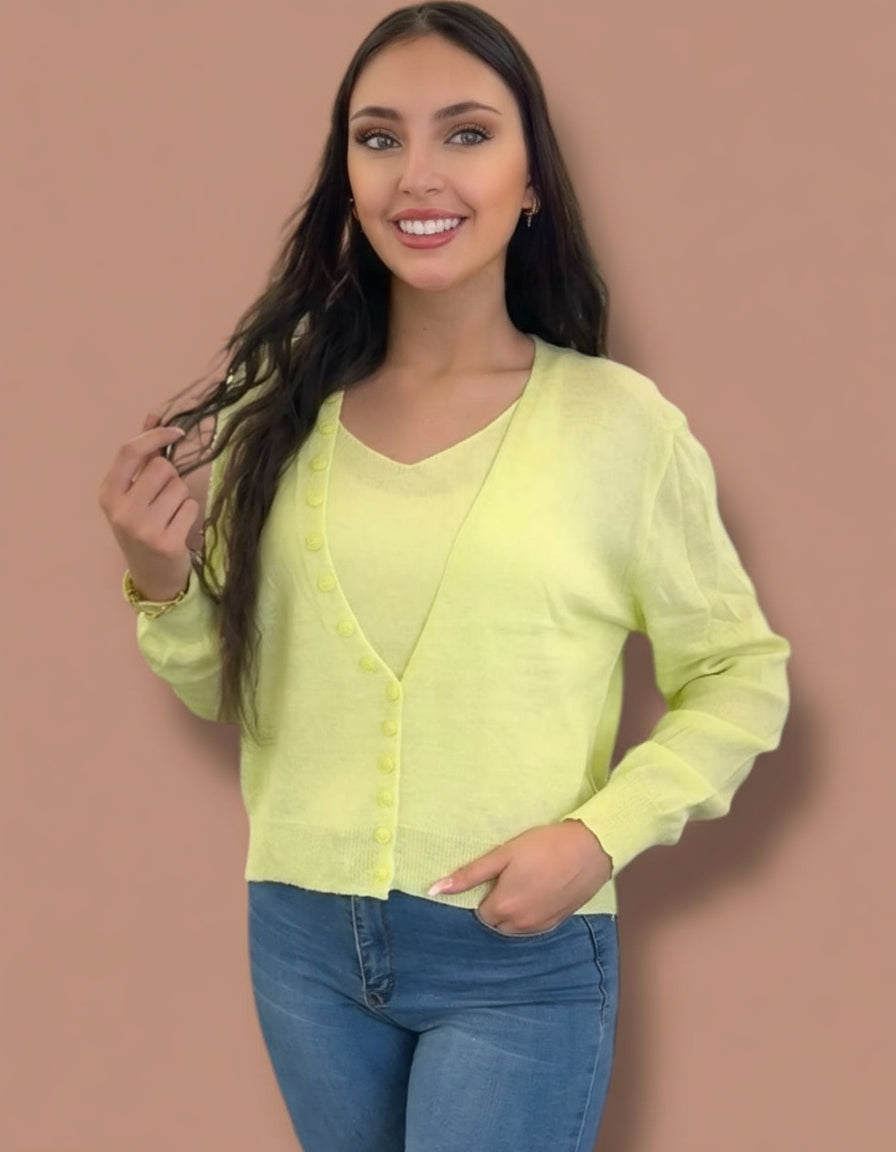 Yellow Top with Cardigan