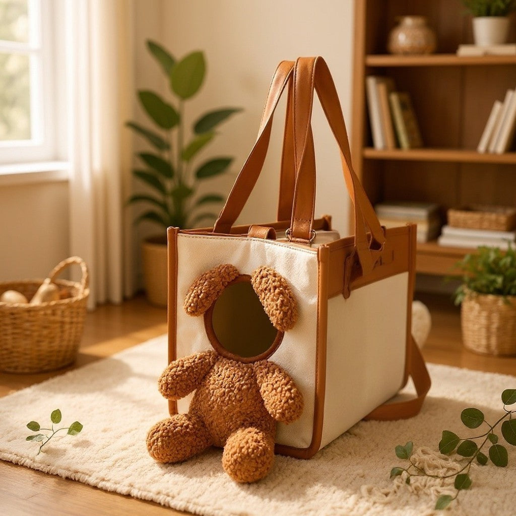 Tote Dog Bag with Leather Trim