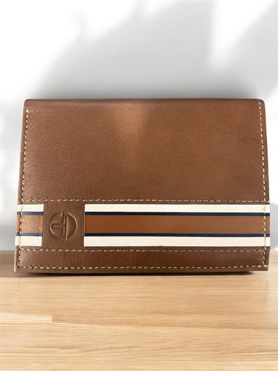 Striped Brown Leather Wallet