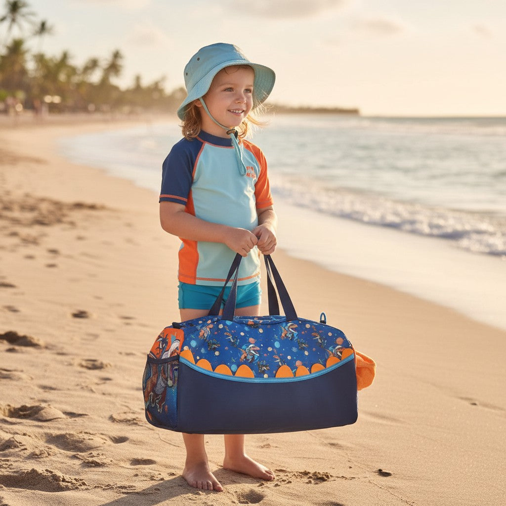 Kids navy blue duffle bag with dinosaur and space print, Jack Gifts Online Lebanon
