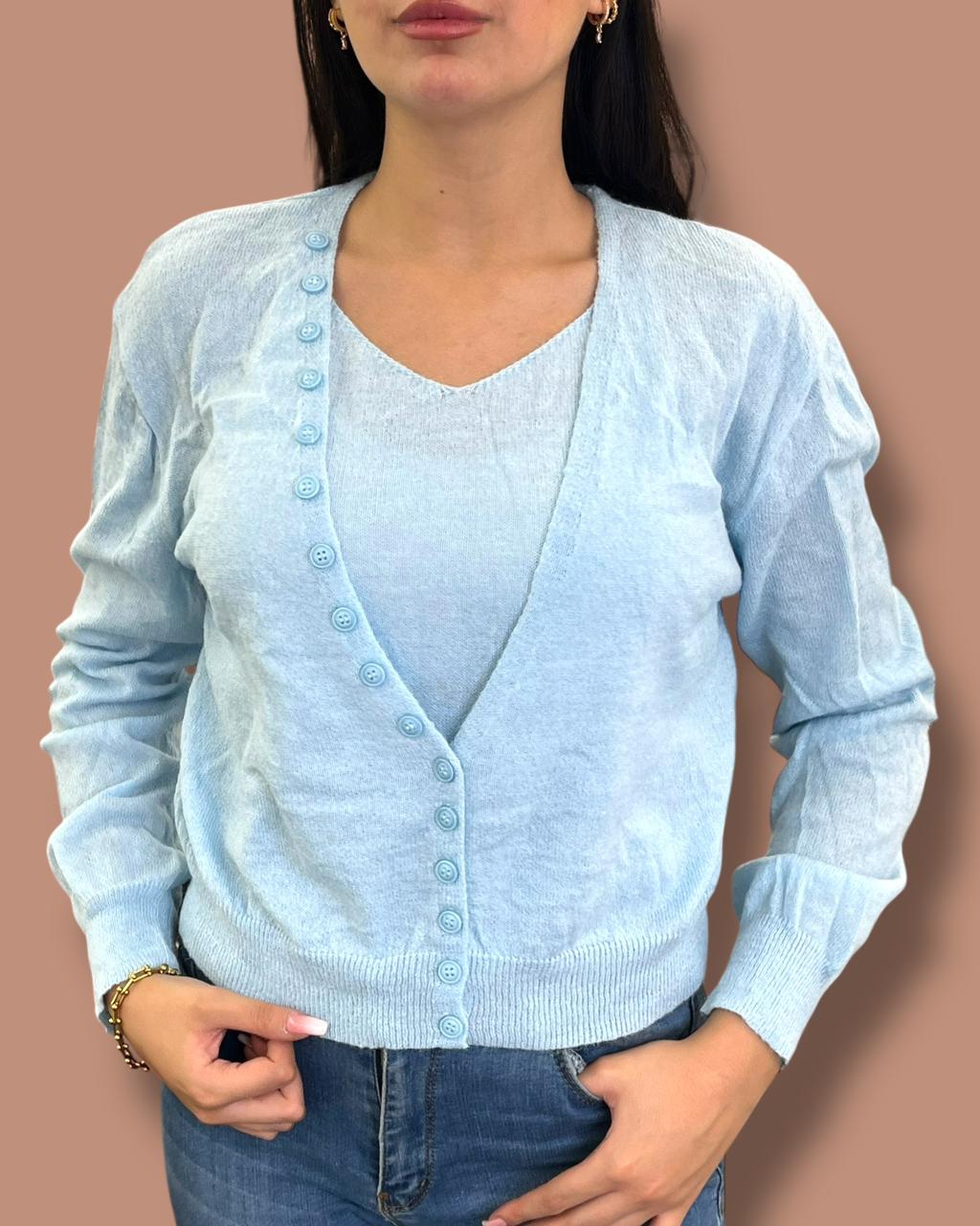 Blue Top With Cardigan