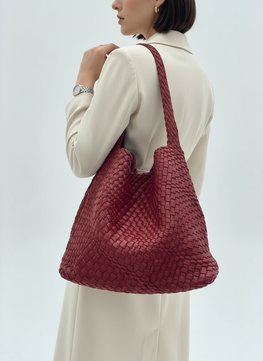 Red Woven Shoulder Bag