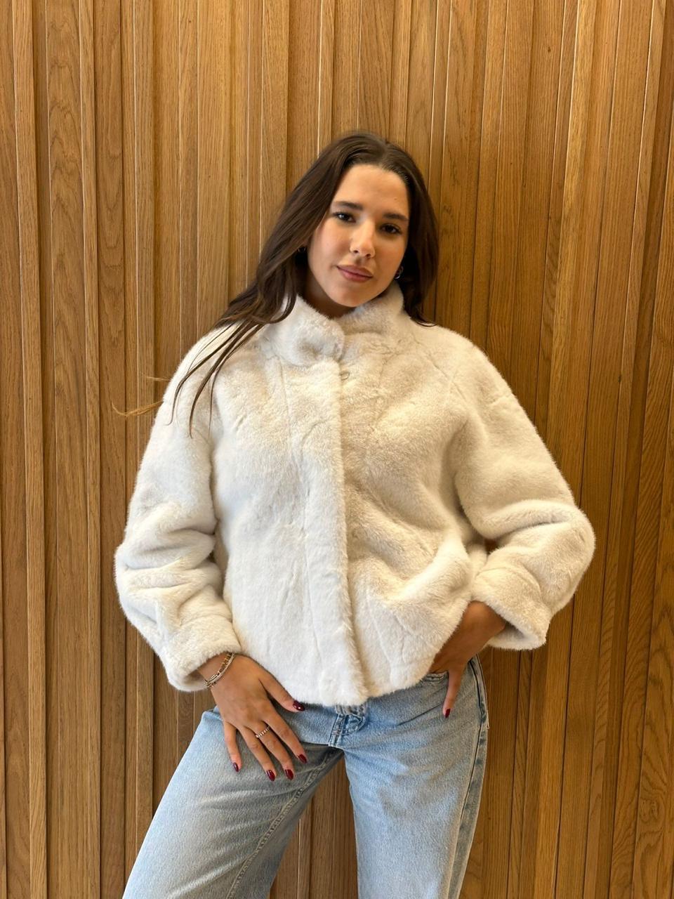 Beige fur jacket