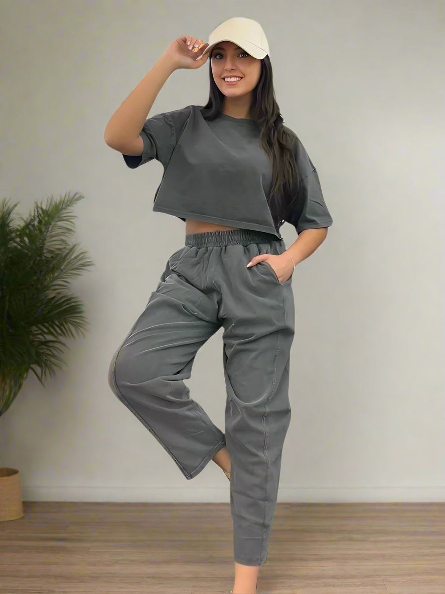 Grey Croptop Set