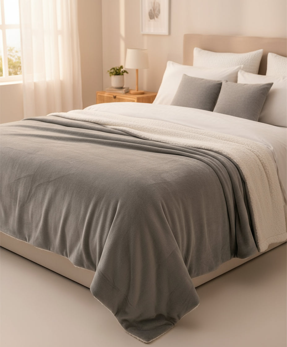 Grey Soft Cozy Fleece Blanket