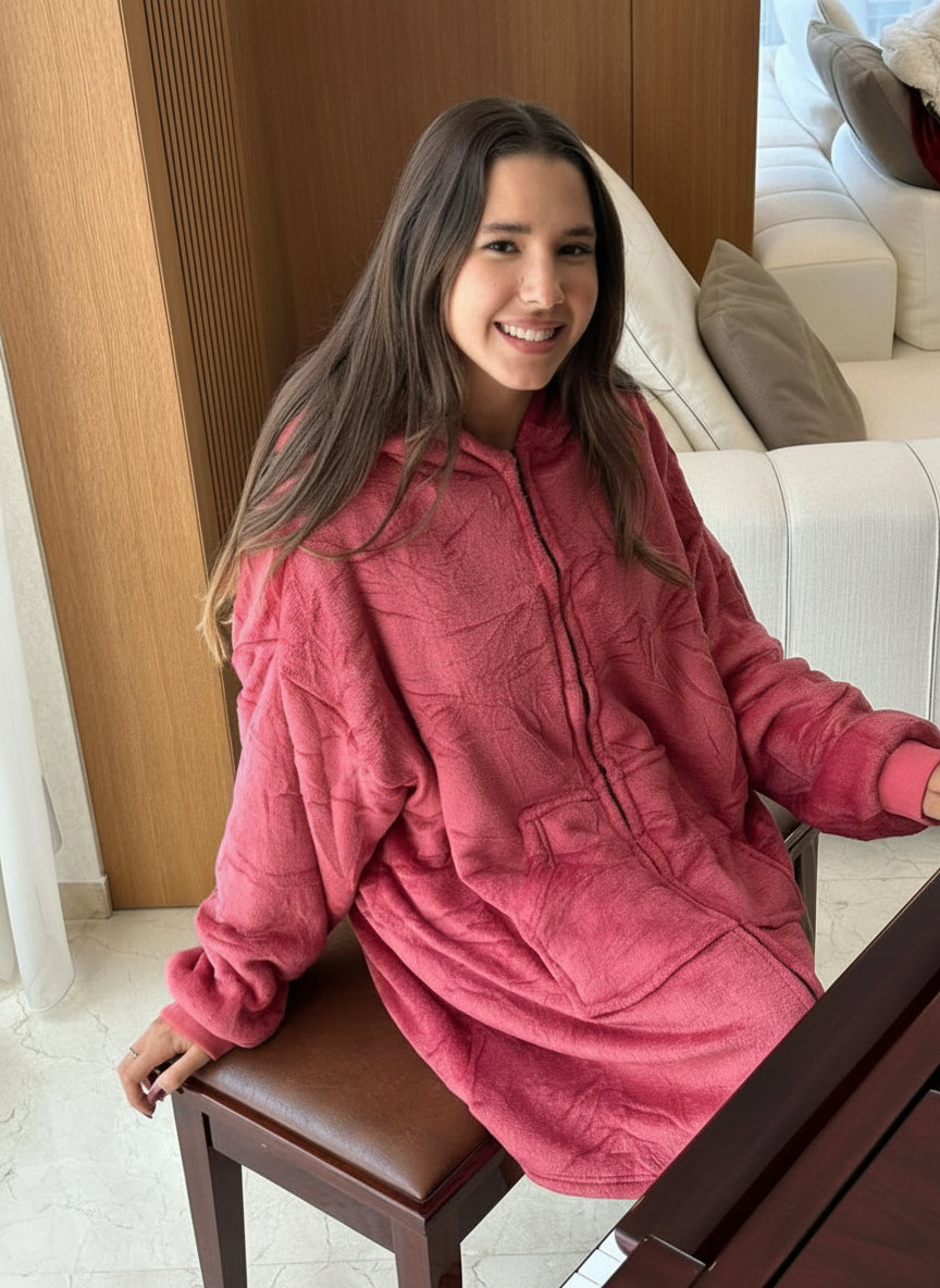 Red Hooded blanket w zipper