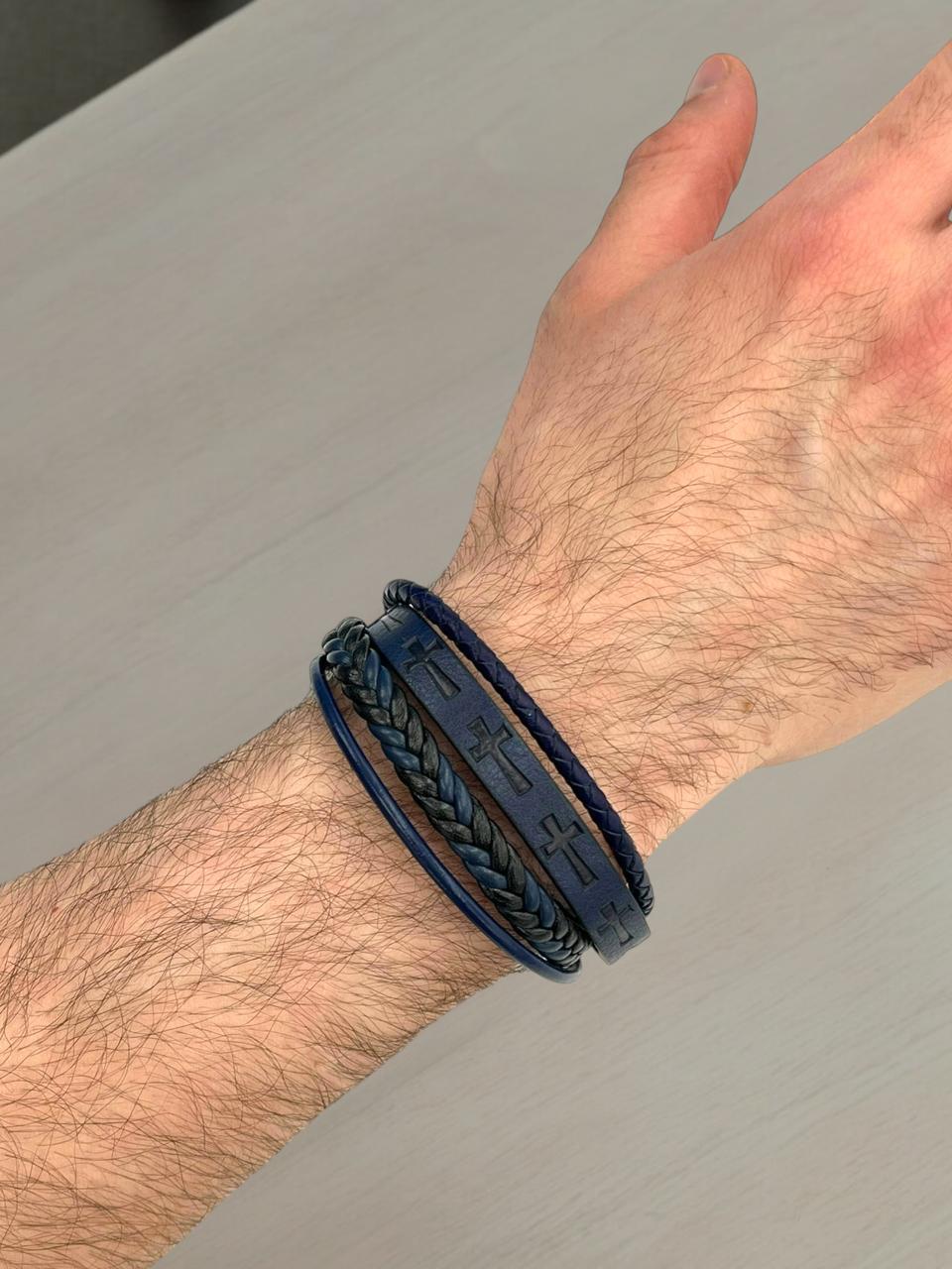 Leather Bracelet with Crosses 1