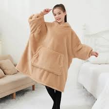 Light-Brown Kids Hodded Blanket