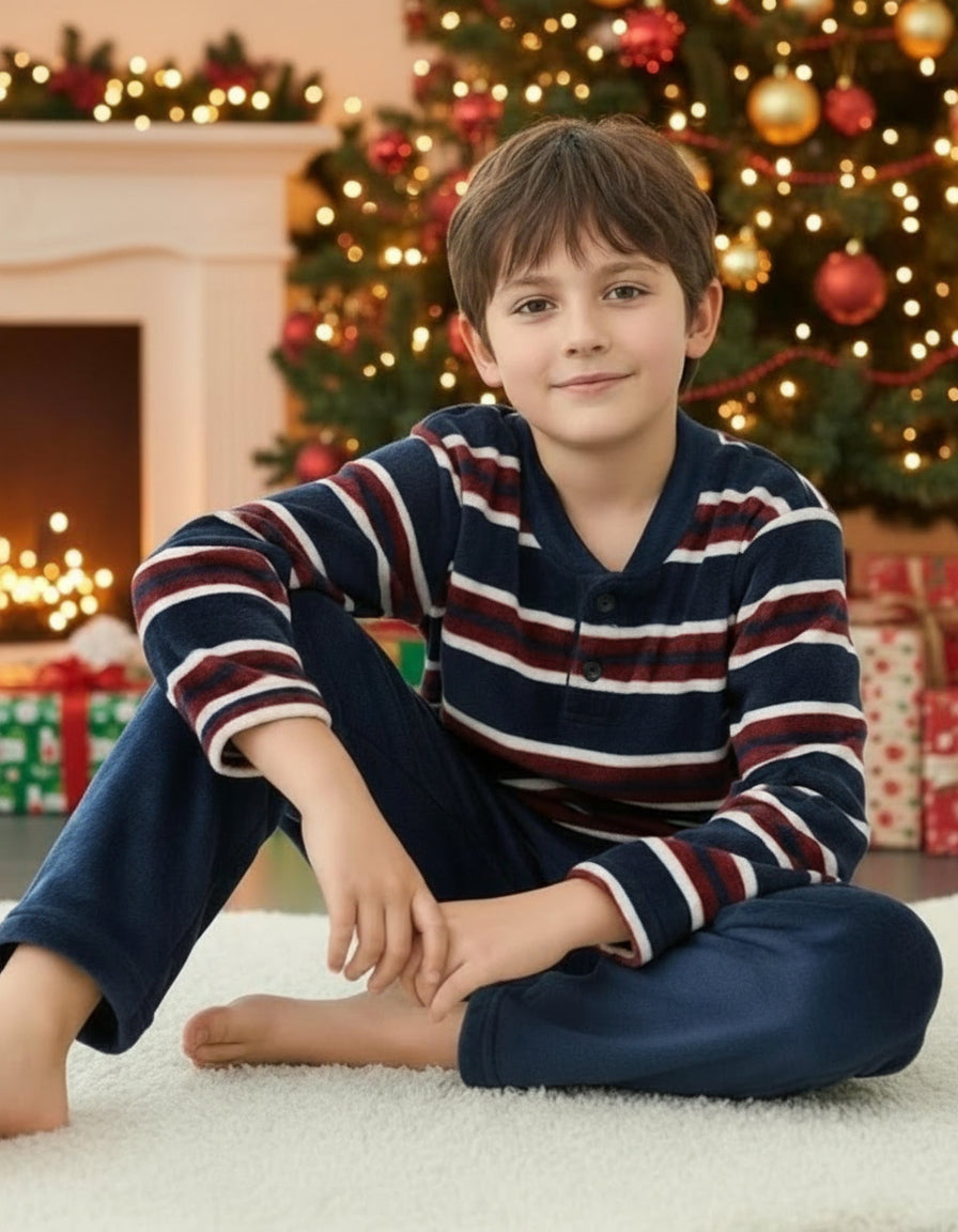 Navy boys fleece pj