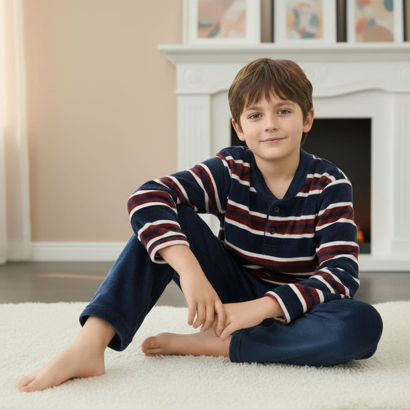 Navy boys fleece pj