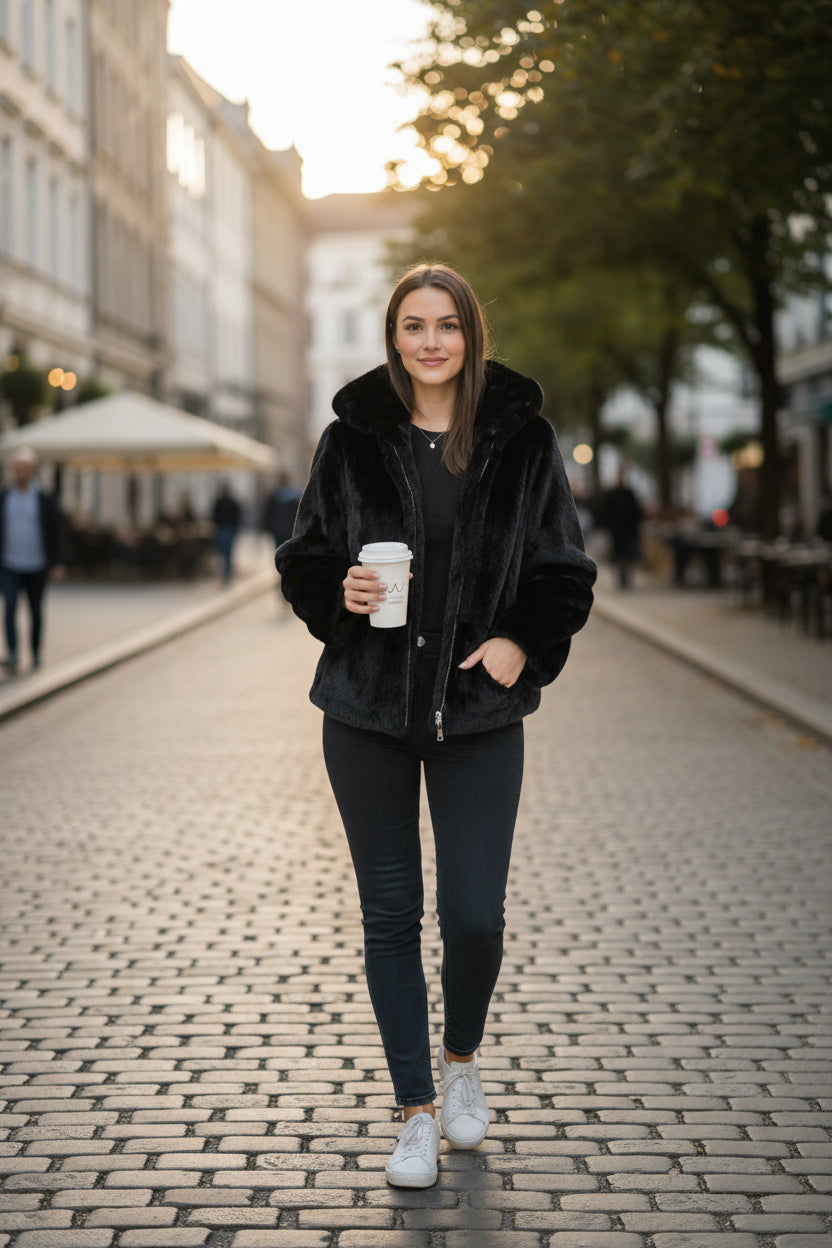 Long Black Fur Jacket