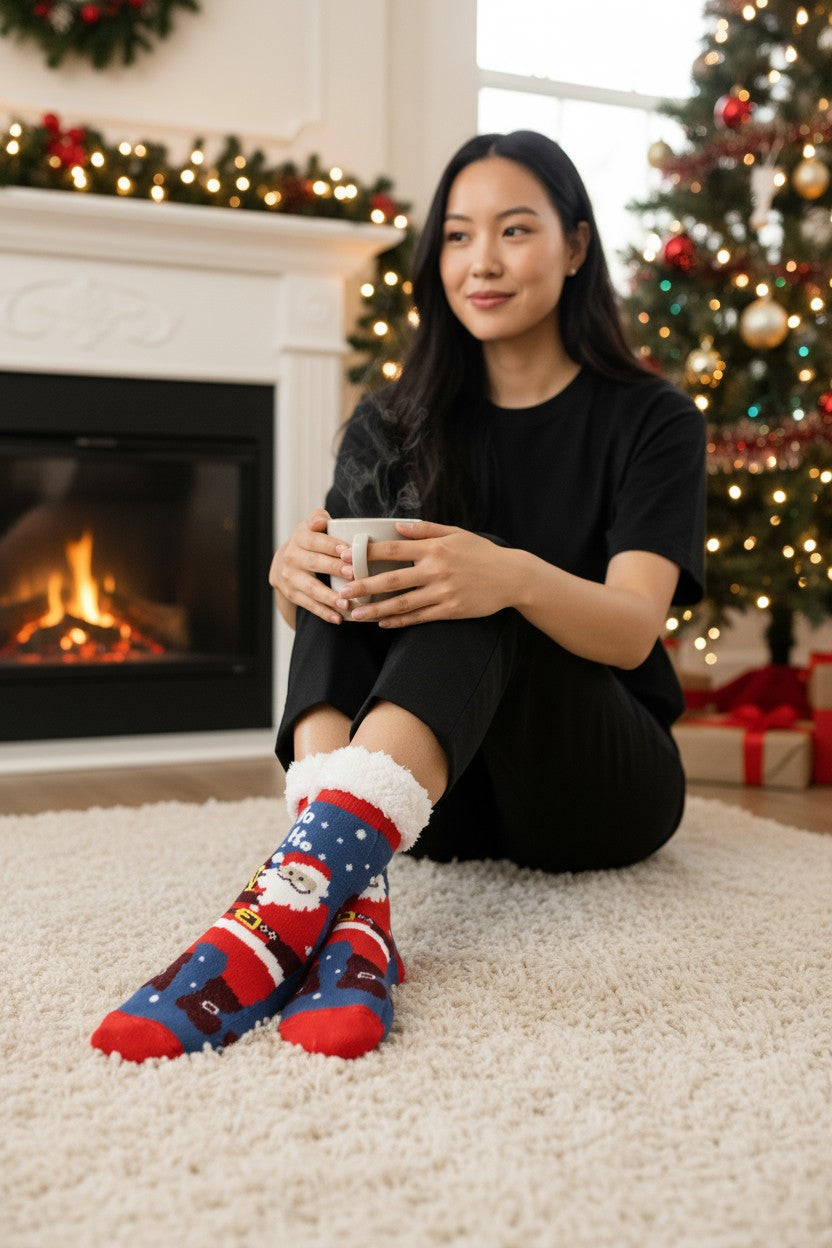 Blue Santa Socks