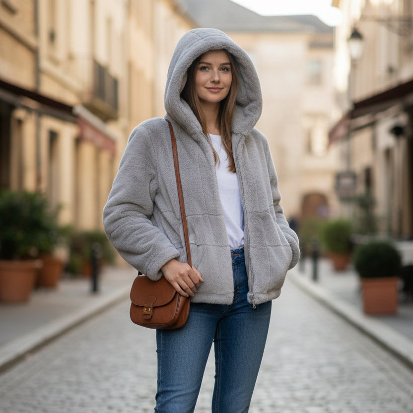 Long Grey Fur Jacket