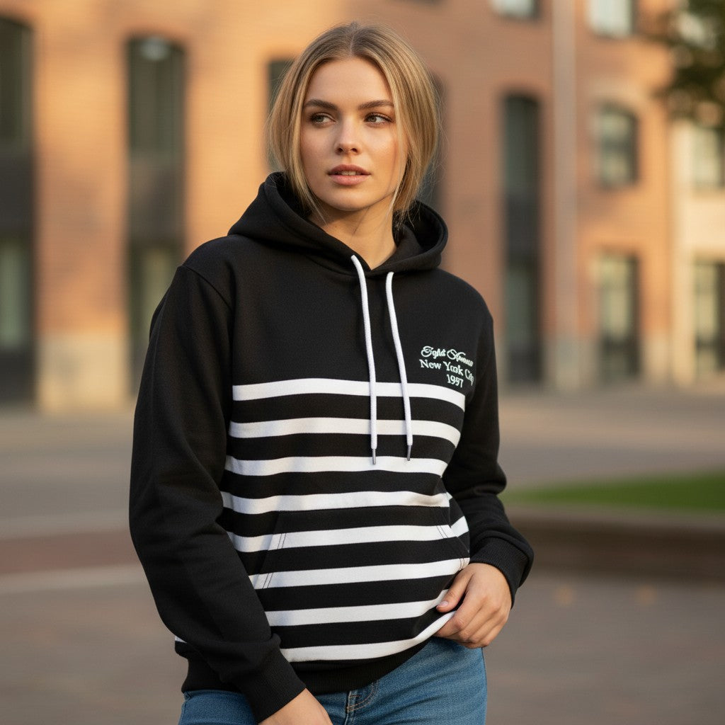 Black Stripped Hoodie