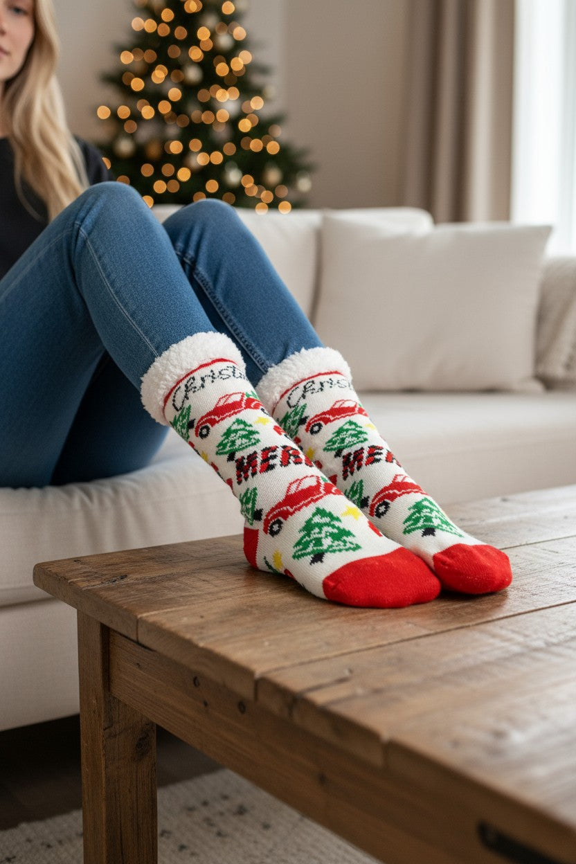 White Christmas Socks