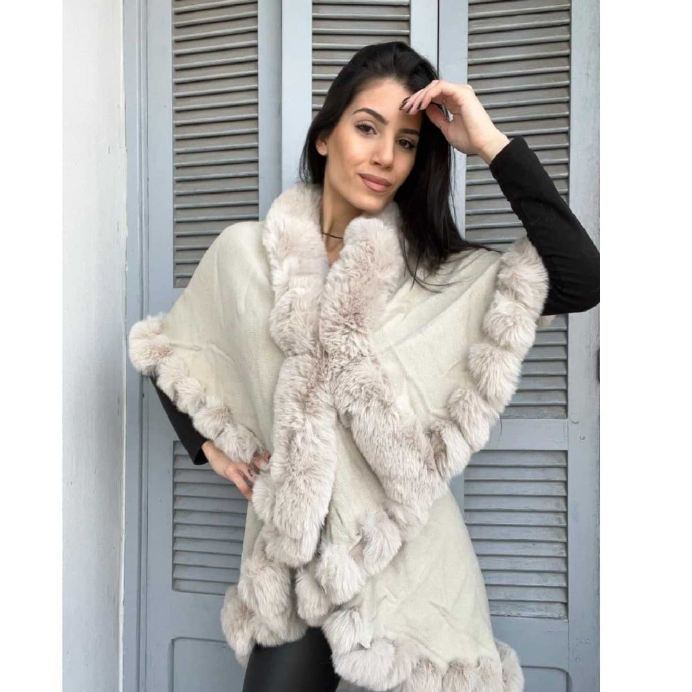 Beige Fur Poncho