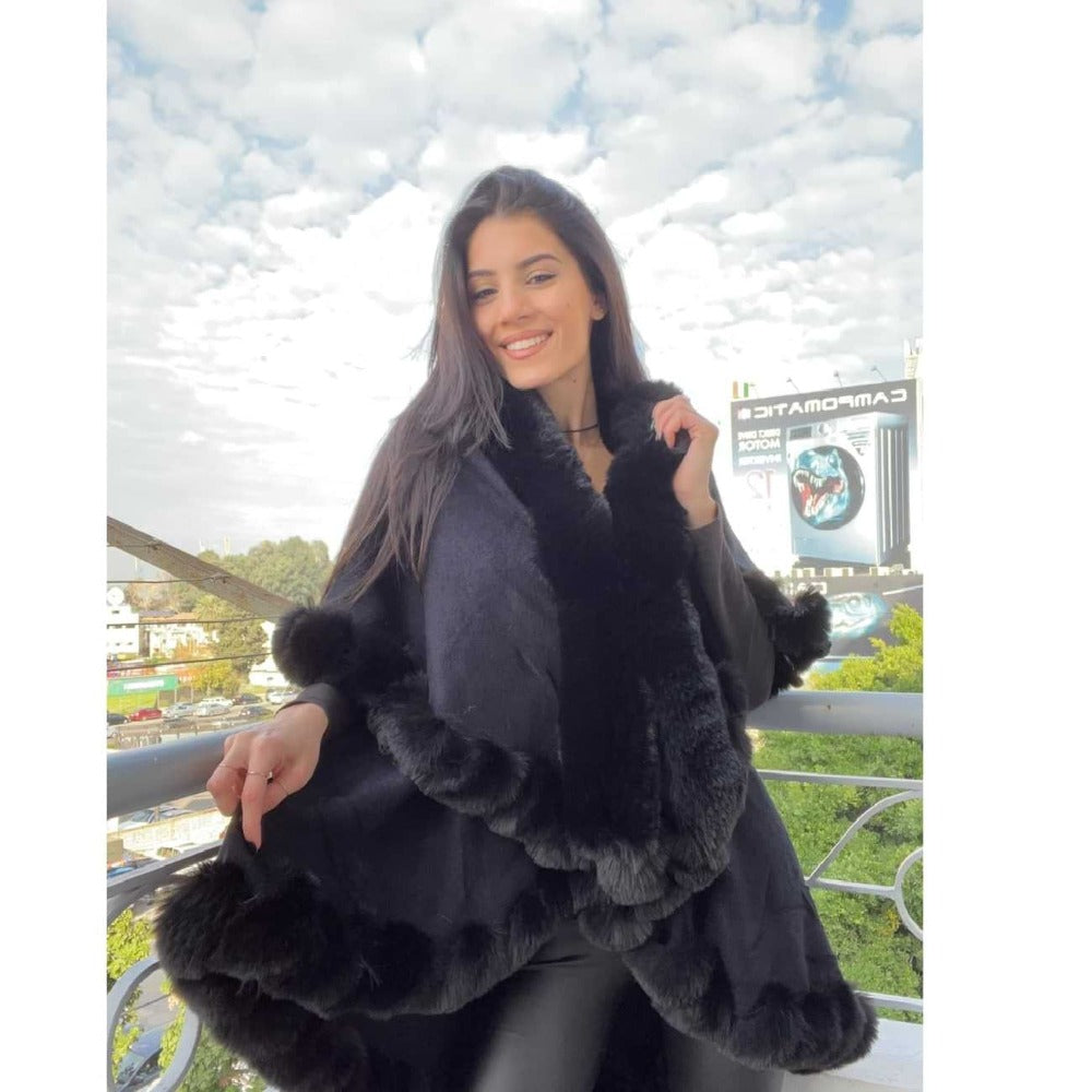Black Fur Poncho