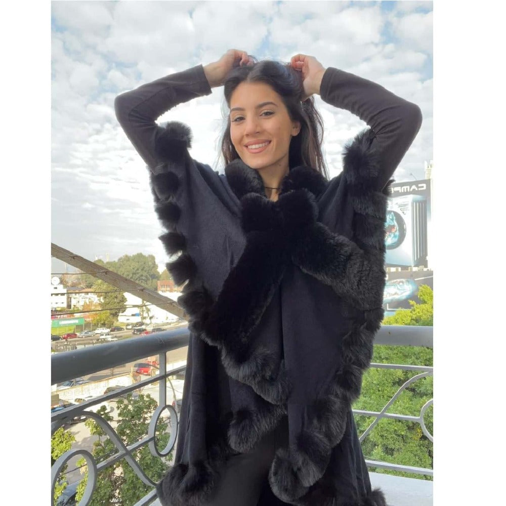 Black Fur Poncho