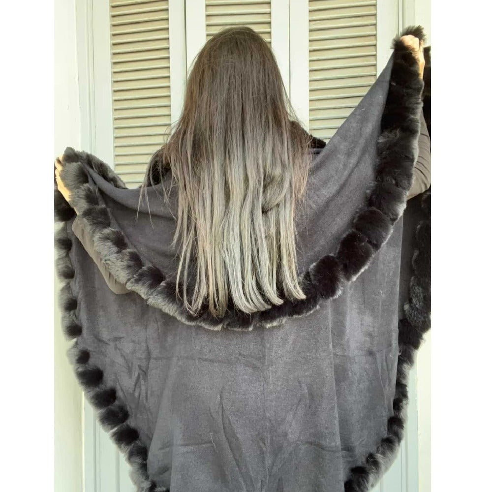 Black Fur Poncho