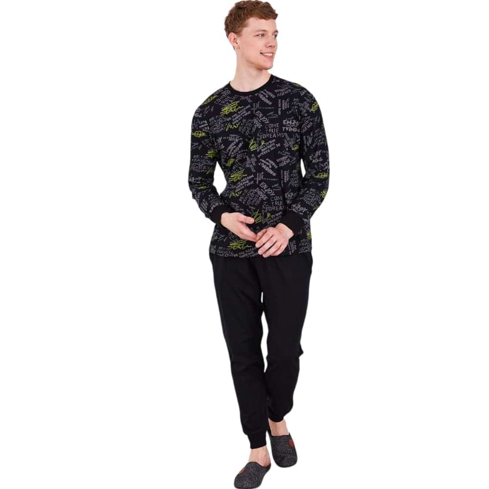 Black Text Cotton PJ