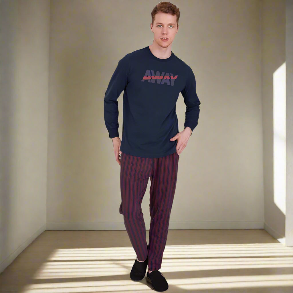 Dark Blue-Burgundy Away Cotton PJ