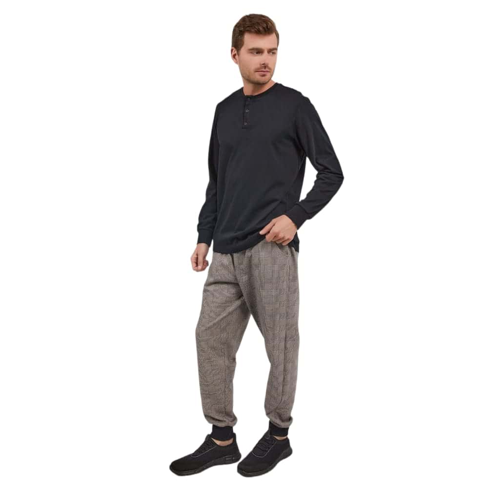 White-Black Checkered Cotton PJ