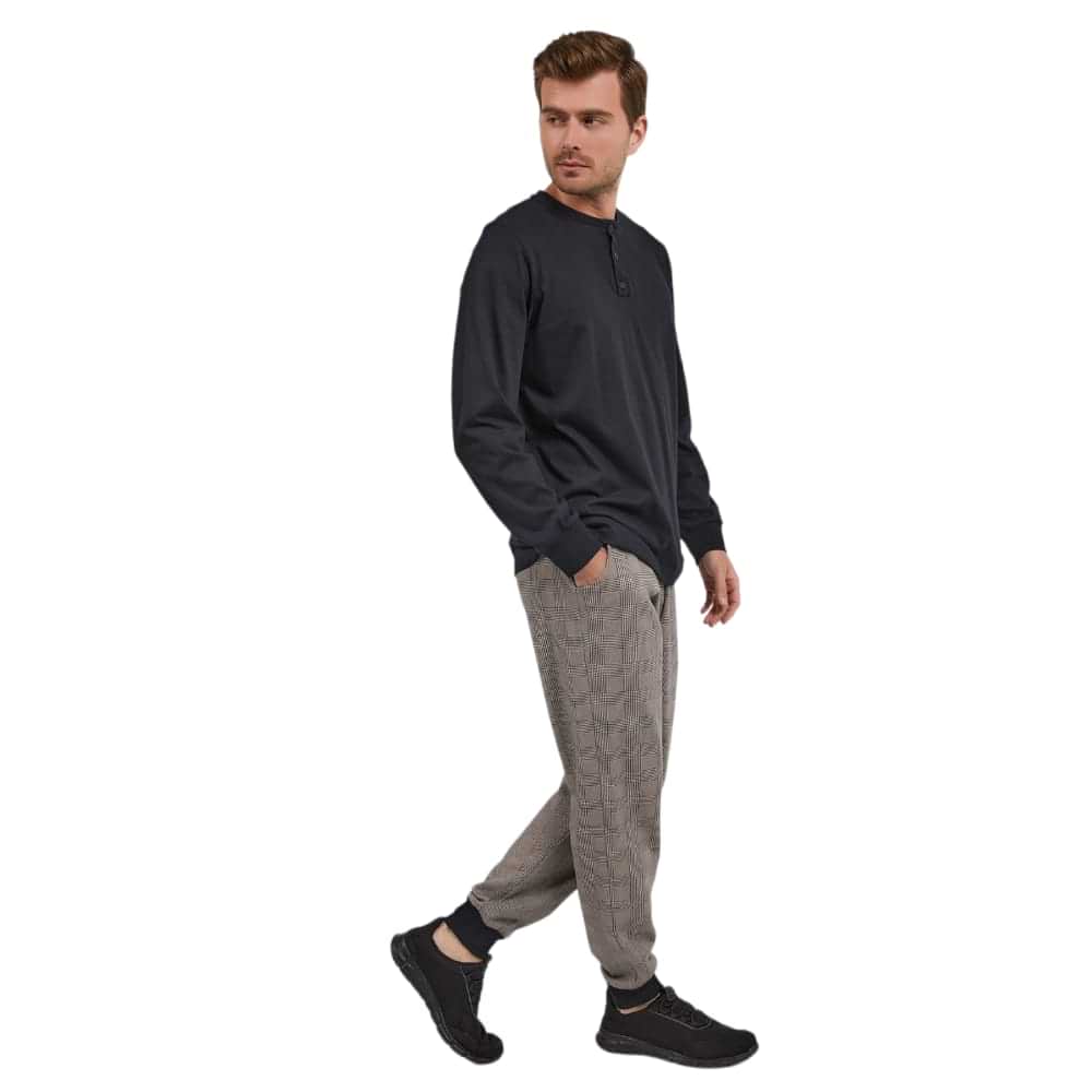 White-Black Checkered Cotton PJ