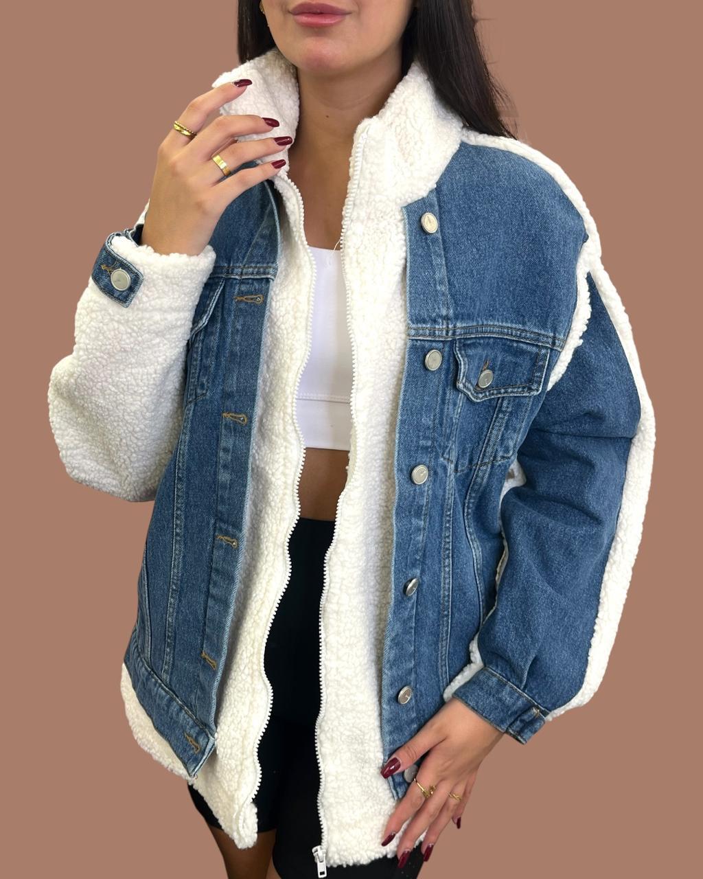 White Fur Jean Jacket