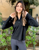 Black Zip-Up Activewear Top