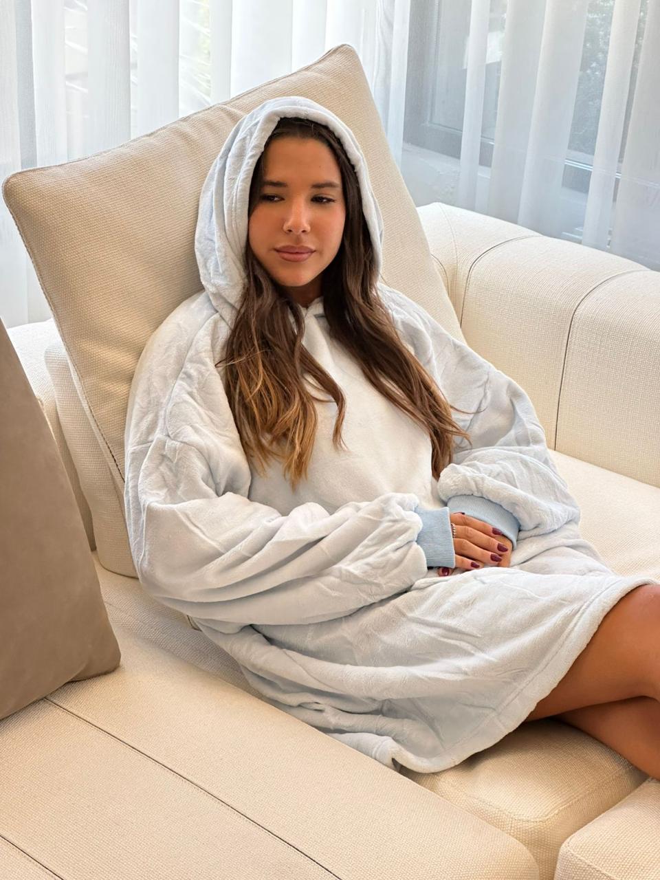 Blue hooded blanket