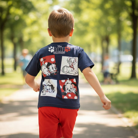 Back view of 101 Dalmatians shorts set puppy print detail