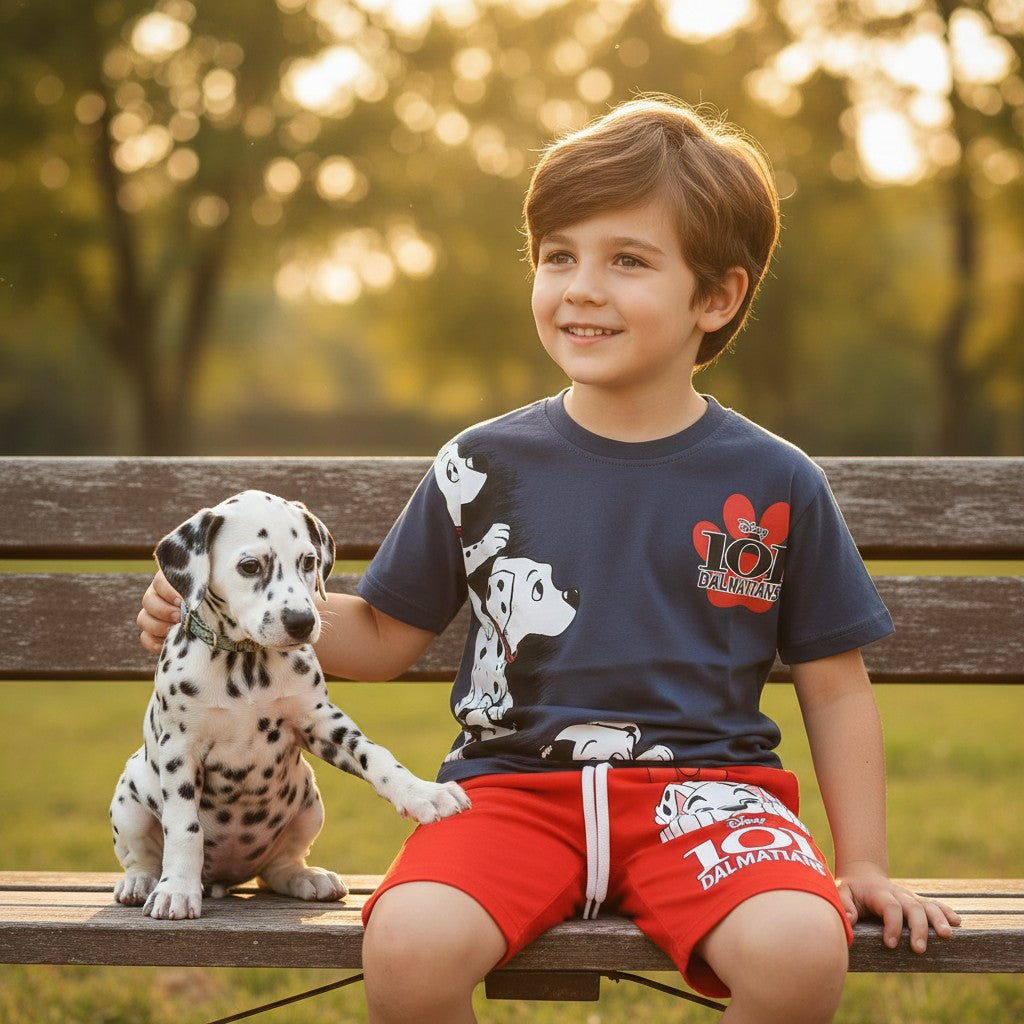 101 Dalmatians shorts set for boys in navy and red, Jack Gifts Online Lebanon