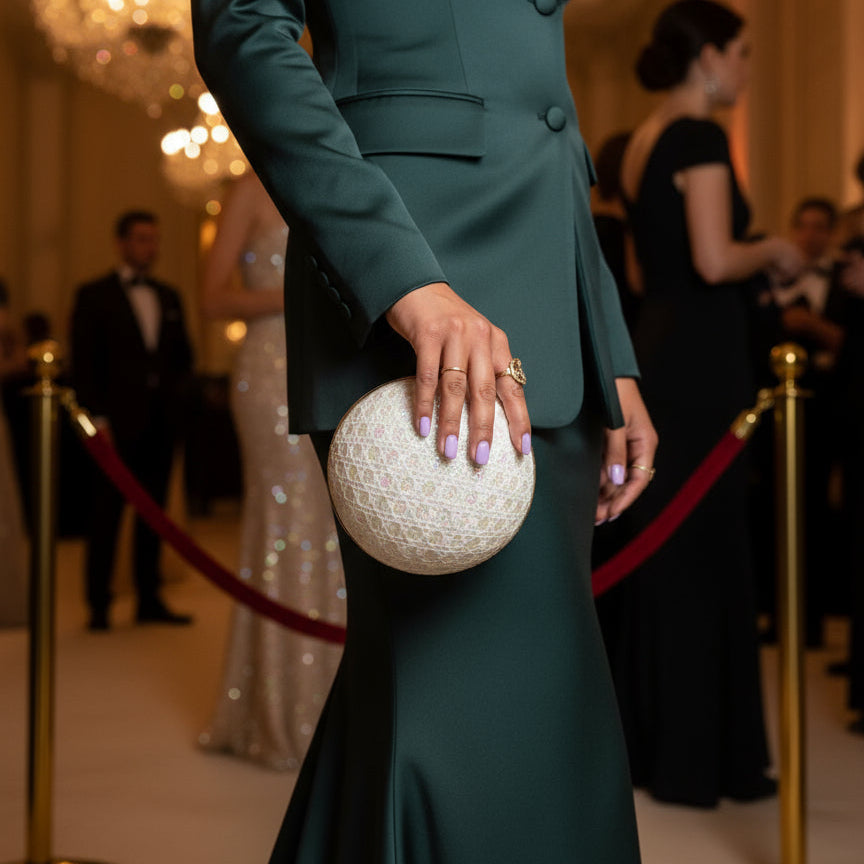 White Sparkly Ball Bag