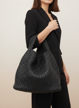 Black Woven Shoulder Bag
