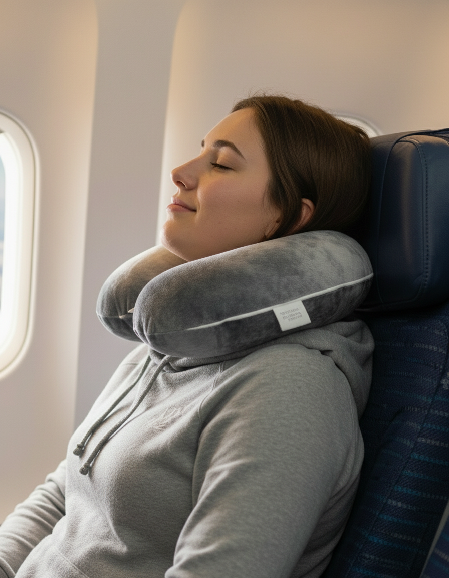 Grey neck pillow