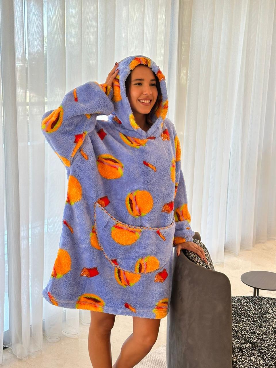 Burger Hooded Blanket