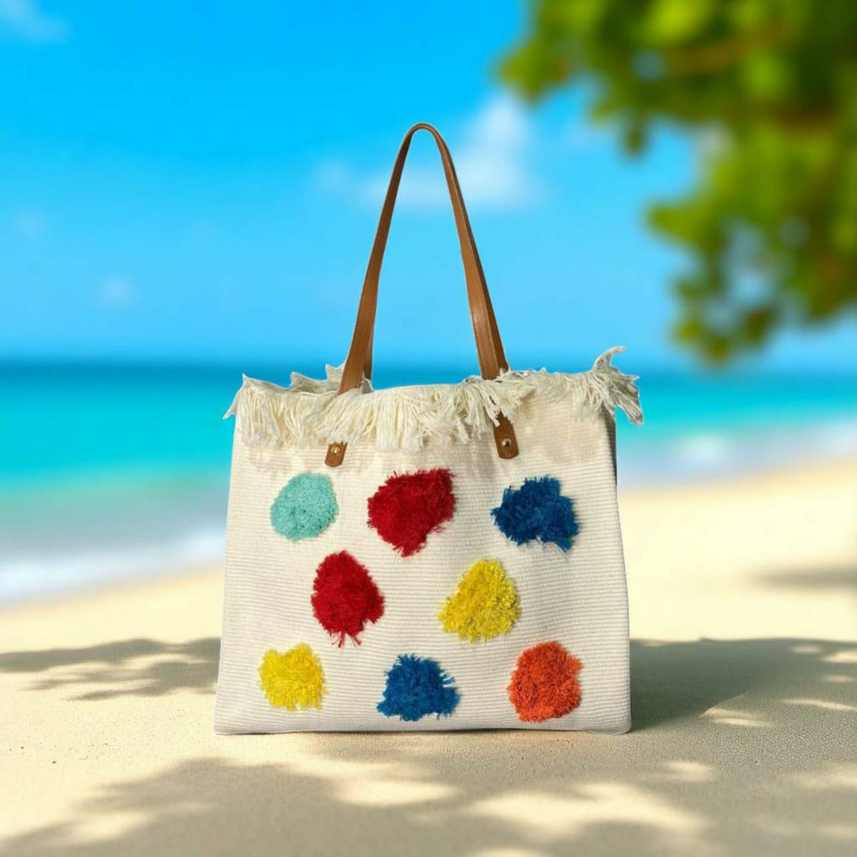 Colorful dots beach bag