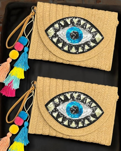 Brown Mystical Eye Boho Clutch
