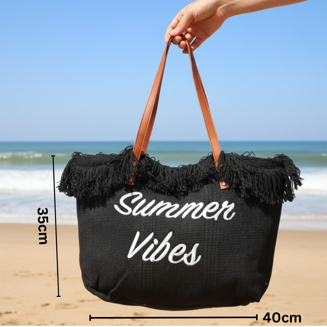 Black Summer Vibes Beach Bag