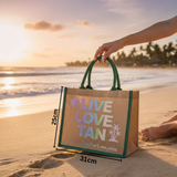 Green Jute Beach Tote