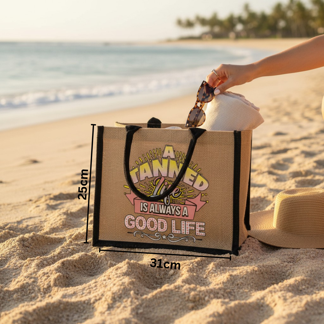 Black Jute Beach Tote