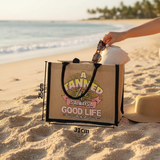 Black Jute Beach Tote