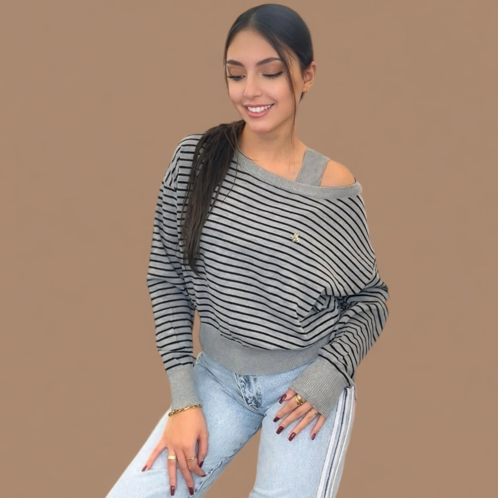 Grey 2 Piece Knit Sweater