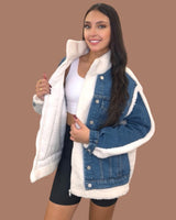 White Fur Jean Jacket