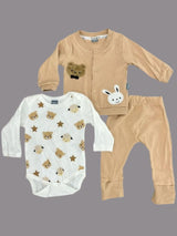 Brown Teddy Bear and Bunny Set