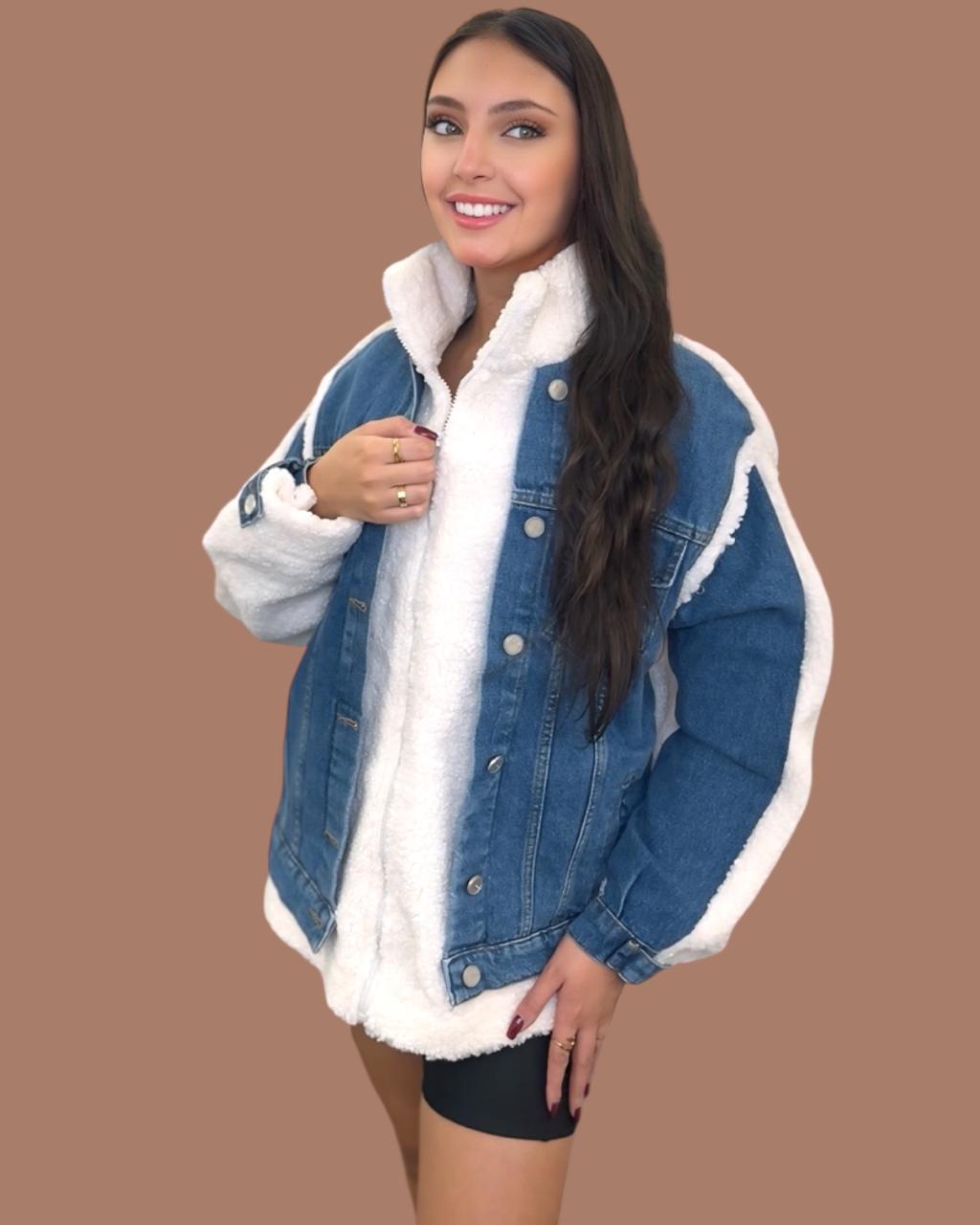 White Fur Jean Jacket