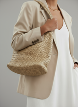 Beige Woven Shoulder Bag